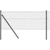 vidaXL Bodenmontierter Maschendrahtzaun 25 x 0,4 m Grau Netz