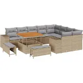 vidaXL Gartensofa-set 12 stk. 9-Sitzanzahl Beige und Hellgrau