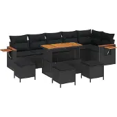 vidaXL Gartensofa-set 12 stk. 8-Sitzanzahl Schwarz Poly-Rattan