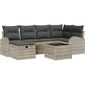 vidaXL Gartensofa-set 7 stk. Hellgrau Poly-Rattan