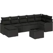 vidaXL Gartensofa-set Schwarz Poly-Rattan