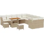vidaXL Gartensofa-set 13 stk. Beige und Creme Poly-Rattan