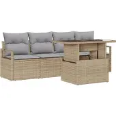 vidaXL Gartensofa-set 5 stk. 4-Sitzanzahl Beige Poly-Rattan