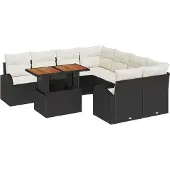 vidaXL Garten-Sofa-Set 9 stk. Schwarz Poly Rattan