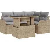 vidaXL Gartensofa-set 5 stk. Beige Poly Rattan