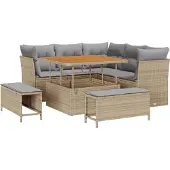 vidaXL Gartensofa-set 8 stk. Beige Poly-Rattan