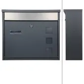 ECD-Germany | Briefkasten Kenny Schwarz Stahl 55x20.5x120 cm | NADUVI