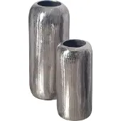FineBuy Vase 2er Set Blumenvase Aluminium Zylinder Tischvase Rund Dekovase