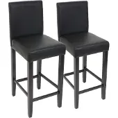 Mendler 2er-Set Barhocker Cesena Kunstleder schwarz, dunkle Füße