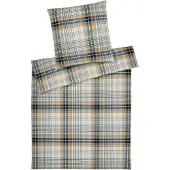 Elegante Soft-Flanell-Bettwäsche-Garnitur Holmes Farbe Senfgelb-Grau Größe 135x200+80x80