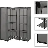 vidaXL Eckkleiderschrank Grau 130 x 87 x 169 cm