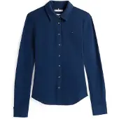 Tommy Hilfiger Langarmbluse "SLIM PIQUE" Baumwollmischung, slim fit