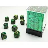 Chessex Scarab 12mm d6 Jade/gold Dice Block (36 dice)