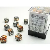 Chessex Gemini Kupfer-Stahl/weiß D6 12mm Würfelset (36 Stück)