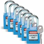Brady Standard Sicherheitsschloss mit Stahlbügel, Blau, 38mm Bügelhöhe, 6,5mm Bügeldurchmesser (Ke