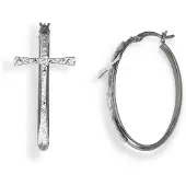 Amen Damen Schwarze Amen CERCHIO E CROCE Ohrringe