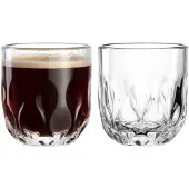 Leonardo Latte-Macchiato-Glas "Kaffeegläser (3) Gocce 220 ml 2er Set transparent", bunt (transparent), 2 tlg., Glas, Trinkgefäße, Latte-Macchiato-Glas