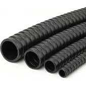 Wiltec Flexibler Förderschlauch 10m Spiralschlauch 40mm (1 1/2") schwarz mit Verstärkungsspirale Bewässerung Wasser Teich