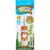 Brush-Baby WildOnes Kids Electric Rechargeable Toothbrush 1 Handle Brush Head USB Charging Cable for Ages 0-10 Tiger