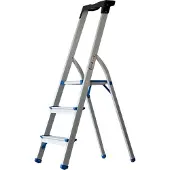 Pavo Alu-Klappleiter 3 Stufen silber/blau aus Aluminium