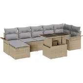 vidaXL Sofa Set 8 stk. Beige Poly-Rattan