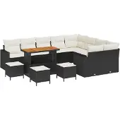 vidaXL Gartensofa-set 12 stk. Schwarz Poly-Rattan