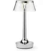 Flos Bon Jour Unplugged Tischleuchte Chrome - , Bon jour unplugged, dimmbar, Metallisch, für Flurbereich, Kunststoff, Design