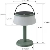 LINDBY LED-Solar-Tischleuchte Mikkel, grün, dimmbar