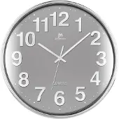 Lowell Justaminute 00816, Wand, Quarzuhr, Kreis, Chrom, Grau, Kunststoff, 35,5 cm