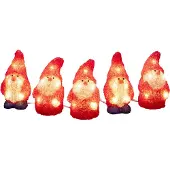 Konstsmide LED Acryl Weihnachtsmann, 5er-Set, 40 warm weiße Dioden, 24V, Außen (IP44), weißes Kabel- 6240-103