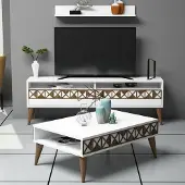 Skye Decor , Line - White, Wohnzimmermöbel-Set, Weiß, 100 % MELAMINBESCHICHTETE SPANPLATTEN, 150 x 30 x 50 cm