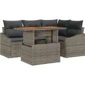 vidaXL Garten-Sofa-Set 5 Stk. Grau Poly Rattan