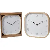 Koopman International Wanduhr Uhr quadratisch 30cm Beige Kunststoff leise Modern Retro Design