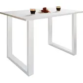 VCM Holzesstisch | H. 76 x B. 140 x T. 80 cm | hochwertiges und massives Fußgestell | Füße aus Eisen | Küchentisch - Xona U