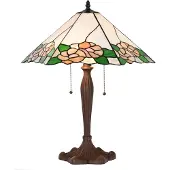 Clayre & Eef Tiffany Tischlampe 44x61x64 cm Weiß Grün Glas Blumen