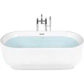 Beliani Badewanne Weiß 170 x 80 cm Sanitäracryl Freistehend Oval geschwungene Form Elegant Badezimmer