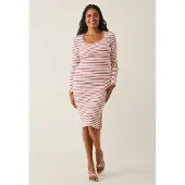Boob Signe Midikleid, Stripe White/Red, L