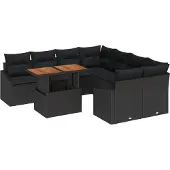 vidaXL Gartensofa-set 9 Stk. Schwarz und Braun