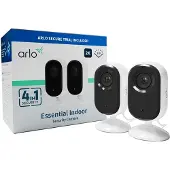 Arlo Essential 2K Indoor Überwachungskamera, 2er Set, IP-Sicherheitskamera, Drinnen, Kabellos, Tisch/Wand, Weiß, Aktivität, Ladend