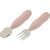 Beaba Edelstahllernset (Gabel+Löffel) altrosa