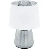 Eglo Tischlampe Lampenschirm Manalba 1 Silber mit weißem Lampenschirm