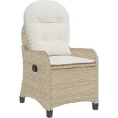 vidaXL Liegestuhl mit Kissen Beige 56 x 66 x 95 cm Poly-Rattan