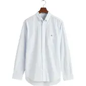 Gant für Herren. 3000140 Banker Stripe blau Regular Fit Popeline Hemd (S), Lässig, Baumwolle, Langarm