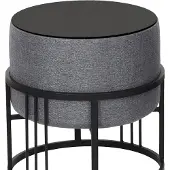 En.casa Multifunktionaler stapelbarer Sitzhocker Tas 2er Set rund Dunkelgrau