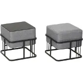En.casa Multifunktionaler stapelbarer Sitzhocker Tas 2er Set quadratisch Hellgrau