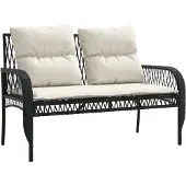 vidaXL 4-tlg. Garten-Sofagarnitur mit Kissen Schwarz Poly Rattan