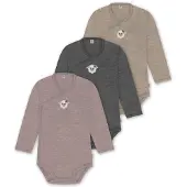 Normani 3er Set Baby-Body Wickelbody Langarm Toddler-Bodysuit aus Merinowolle - 9357