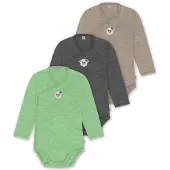 Normani 3er Set Baby-Body Wickelbody Langarm Toddler-Bodysuit aus Merinowolle - 9357