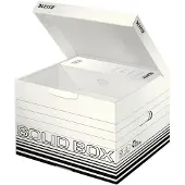 Leitz Archivbox Solid Box M 6118, mit Klappdeckel & Aufbau-Automatik, 10 Stück, weiß