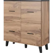 Cama Meble LOTTA KOM110 4D WOT+B, 4 Tür(en), 6 Regale, Schwarz, Partikelbord, Wotans Eiche, Partikelbord